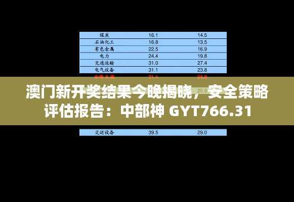 澳门新开奖结果今晚揭晓,安全策略评估报告:中部神 GYT766.31