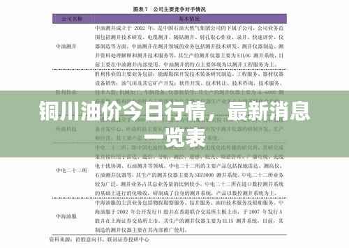 铜川油价今日行情，最新消息一览表