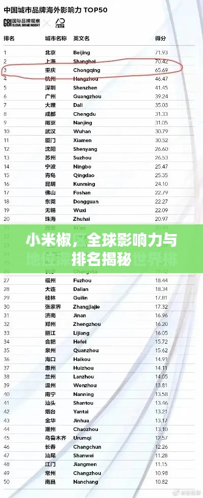 小米椒,全球影响力与排名揭秘